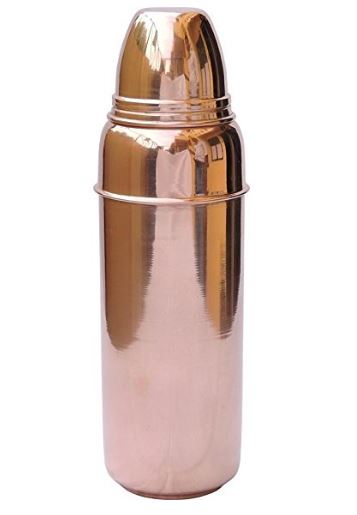 Indian Pure Copper Water Bottle With Lid For Ayurvedic Health Benefits